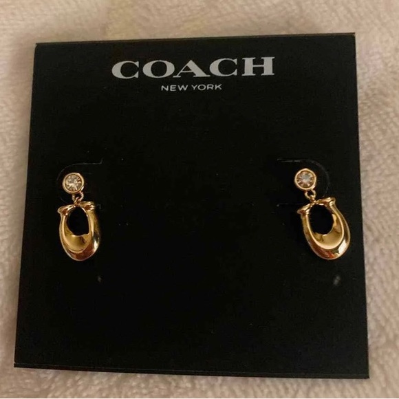 COACH SET Gold Signature “C” Earrings + Matching Slider Bracelet BRAND NEW - Picture 2 of 5